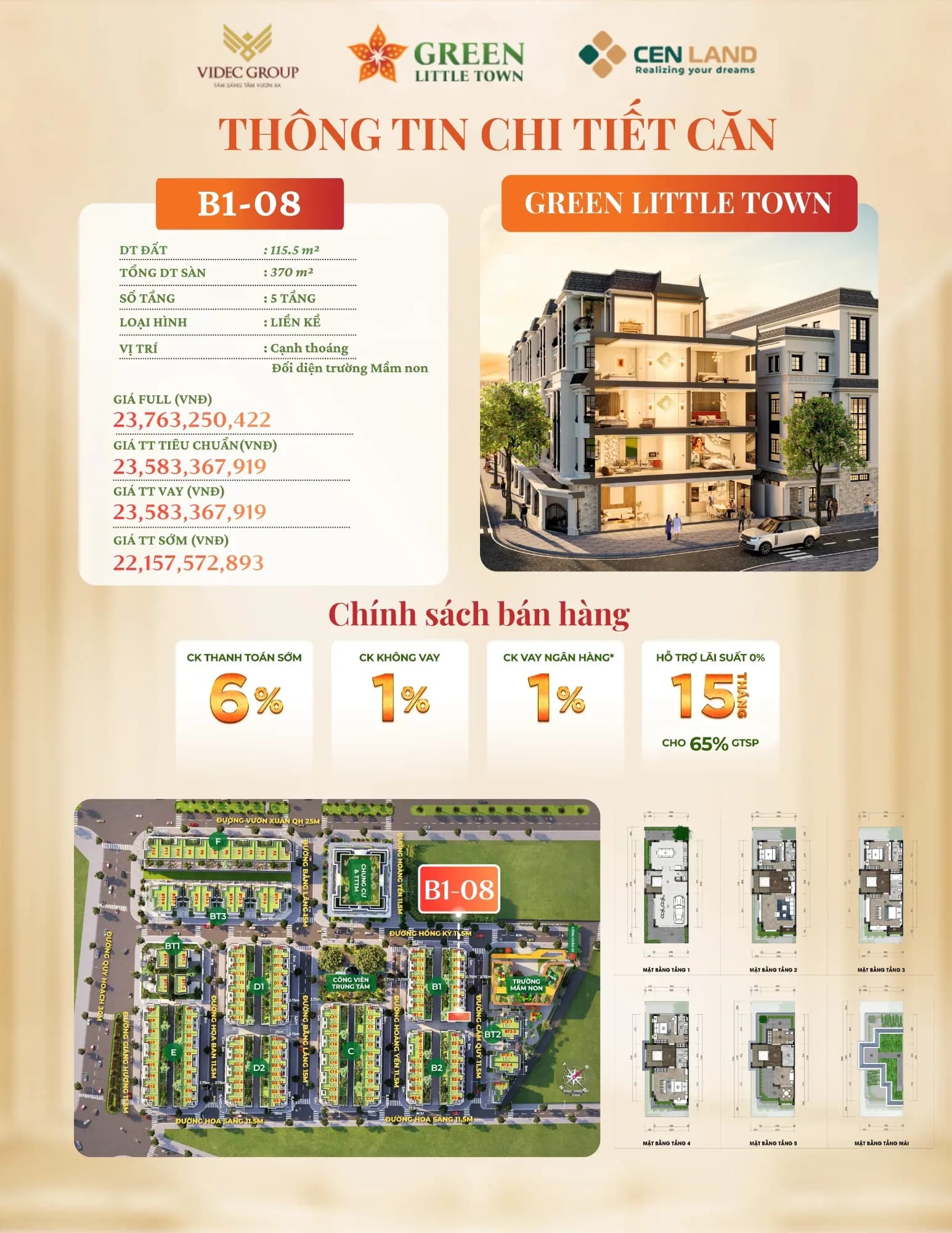 Liền Kề Green Little Town Gia Lâm 115,5m² Giá Tốt B1-08