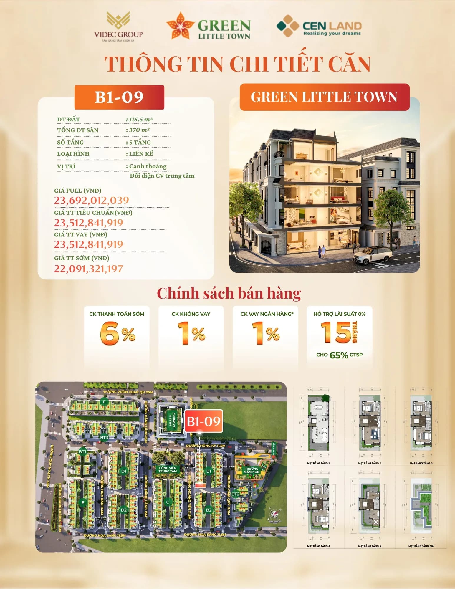 Liền Kề Green Little Town Gia Lâm 115,5m² Giá Tốt B1-09