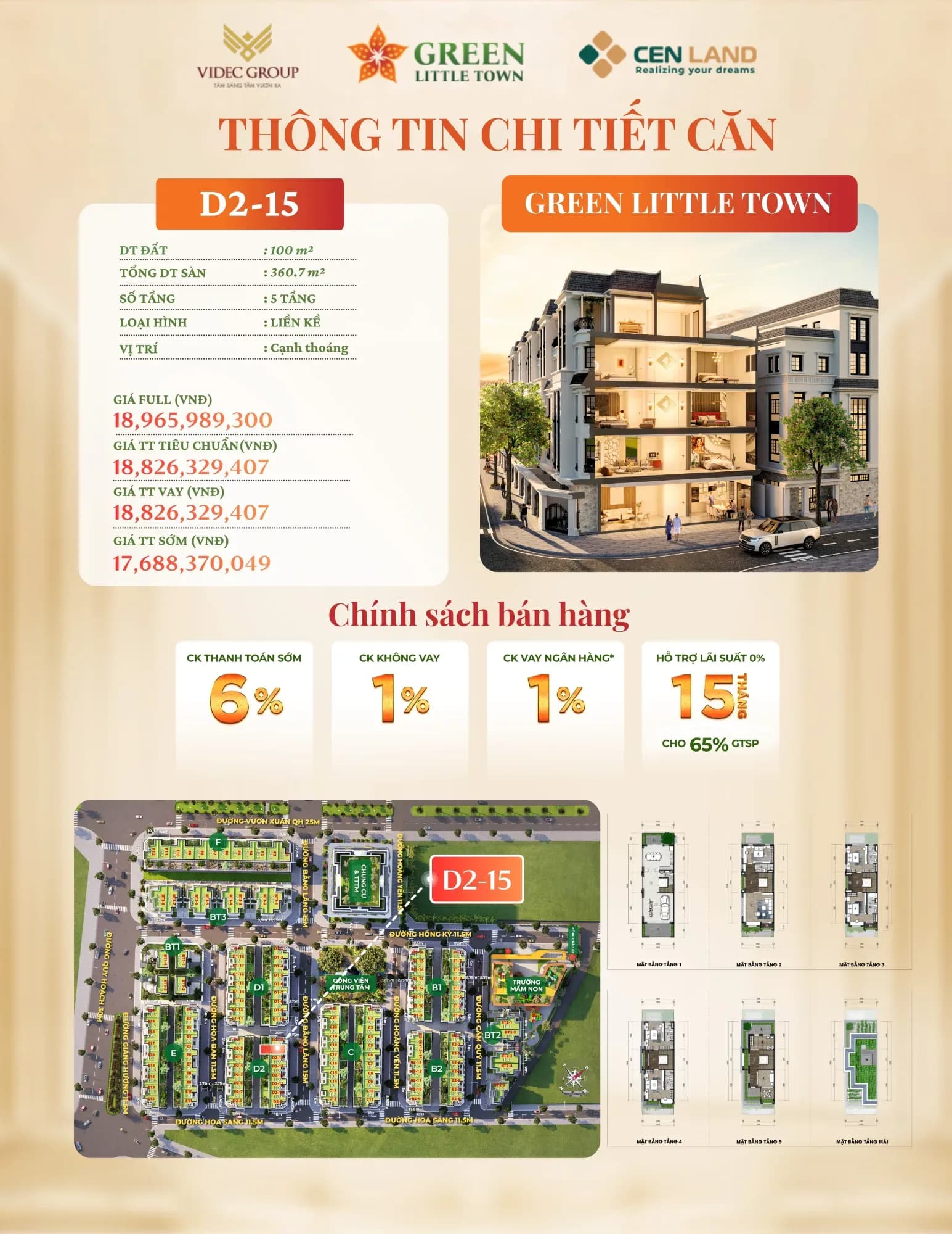 Liền Kề Green Little Town Gia Lâm 100m² Giá Tốt D2-15